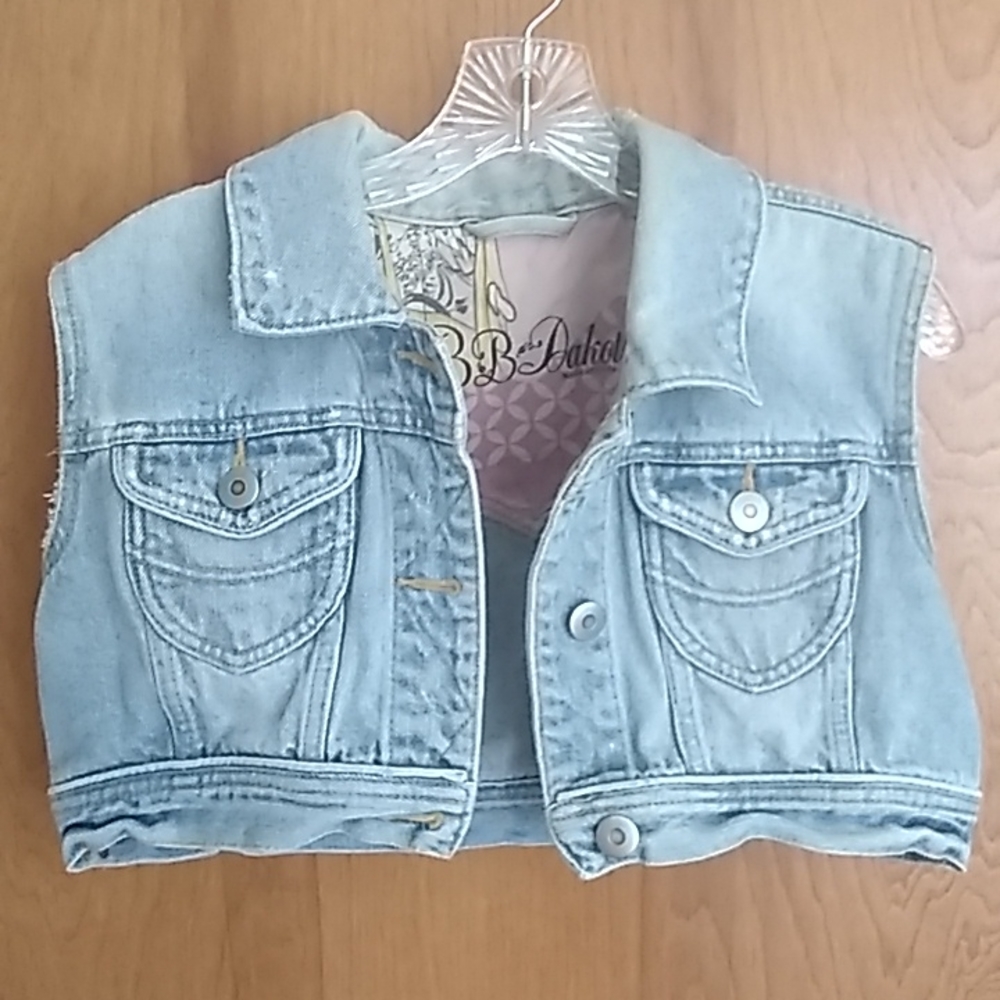 GIRLS cropped denim vest